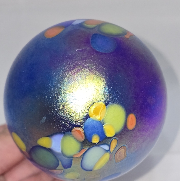 Irredesent Glass Raindrop Cobalt Ornament - Picture 4 of 4